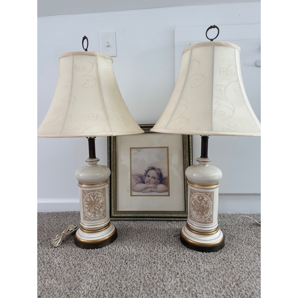 Vintage 70s Apothecary Jar Table Lamp Hollywood Regency Neoclassical set‎ of 2